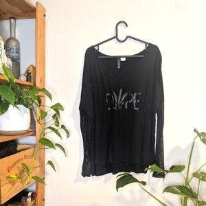3/$15 ✨ DOPE High Demand Top with Mesh Sleeves L/XL Slouchy Wide Neck